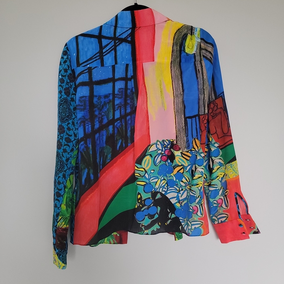 Alice and Olivia Colorful Graphic Long Sleeve blouse - Picture 4 of 4
